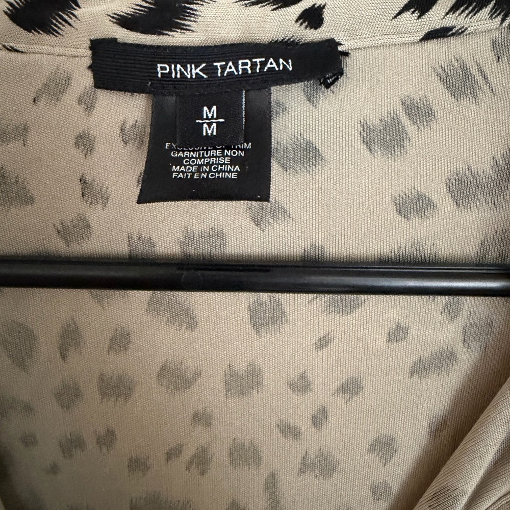 ⭐ 3 for $40 - Pink Tartan Leopard Print Midi Dress with Ruffle Collar, Size M - Picture 3 of 3